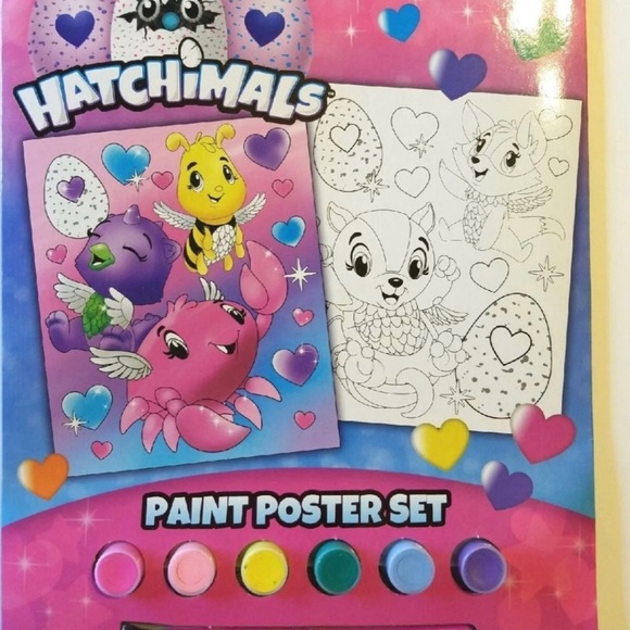 Hatchimals 2 paint posters paints and paintbrush set - Picture 3 of 6